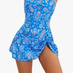 Blue Patterned Women's One Piece Swimsuit Sz M